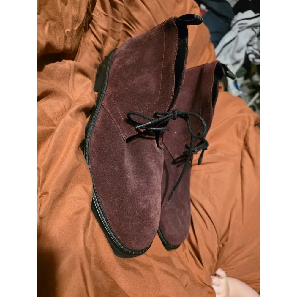 Calvin Klein Utan Burgundy Suede Chukka Boots Men's Size 10.5 Lug Sole